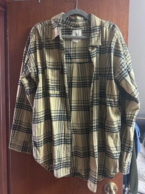 Plaid Flannel Shirt Jacket - Yellow/Black